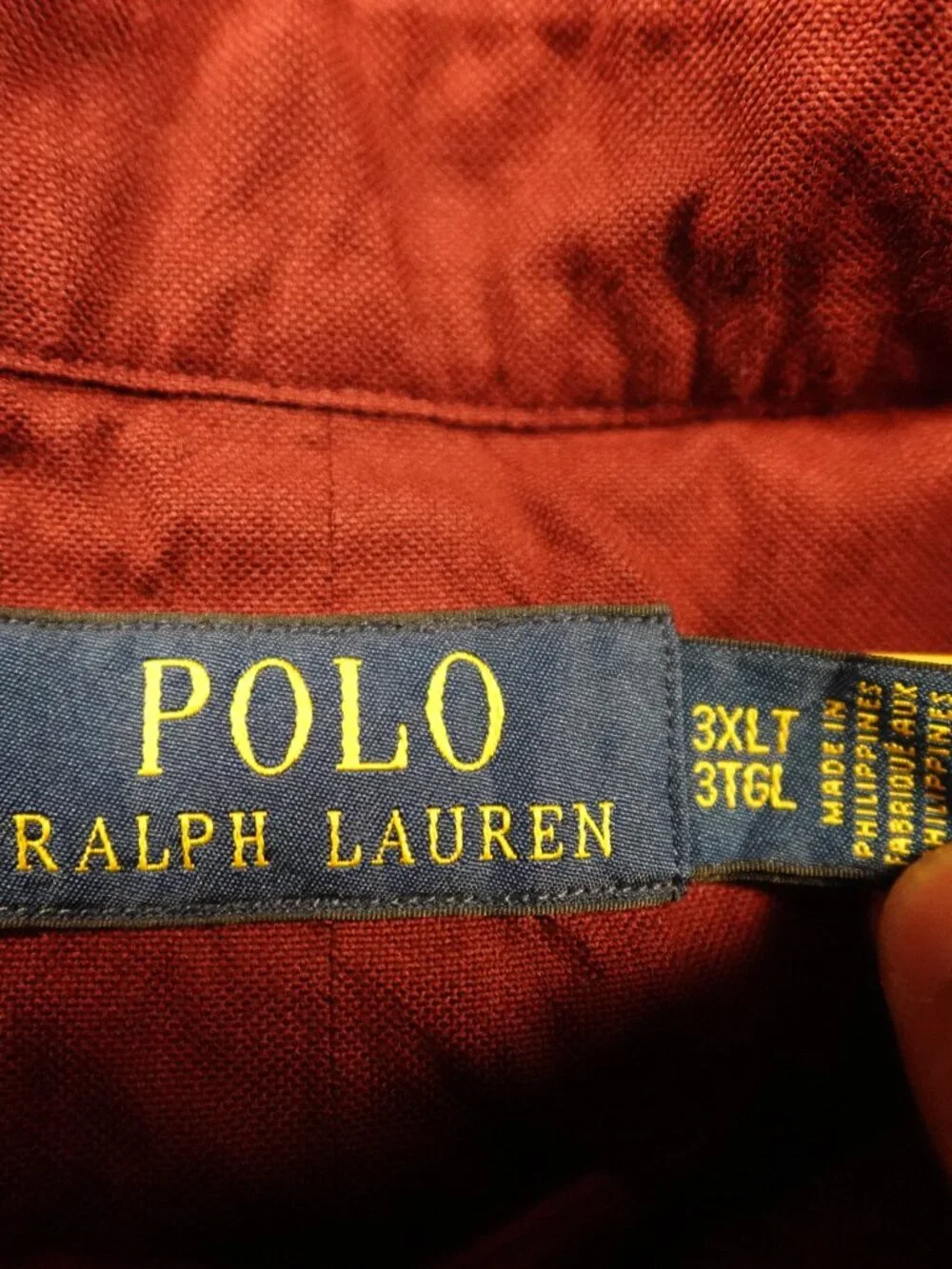 Polo Ralph Lauren Oxford Button Down Shirt Men's 3XLT Burgundy Cotton
